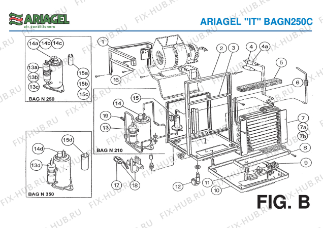 Взрыв-схема кондиционера Ariagel BAGN 250C - Схема узла 2