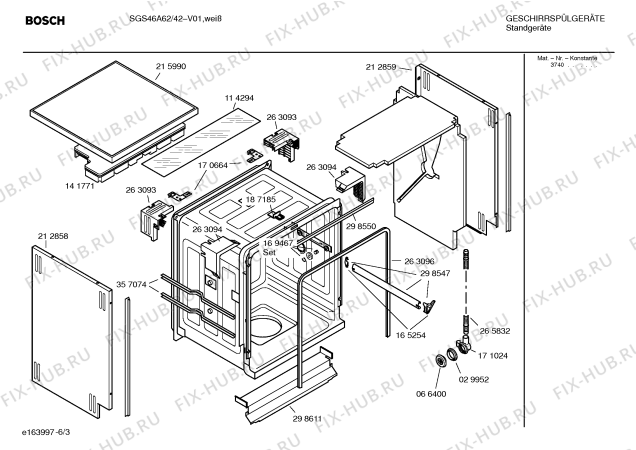 Схема №1 SGS46A62 с изображением Инструкция по эксплуатации для посудомойки Bosch 00585888