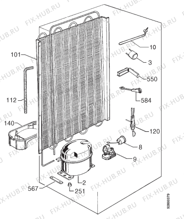 Взрыв-схема холодильника Faure FRC360W - Схема узла Cooling system 017