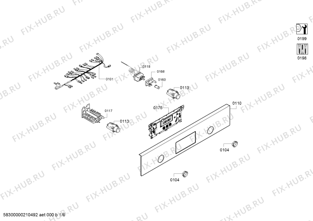 Схема №1 HBF534EW0T с изображением Переключатель режимов для духового шкафа Bosch 12022975