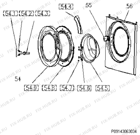 Взрыв-схема стиральной машины Faure FWF1000M - Схема узла Door