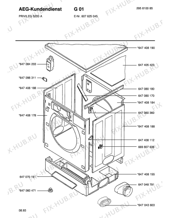 Взрыв-схема стиральной машины Privileg PRIVILEG 5200 A 5261 - Схема узла Section1