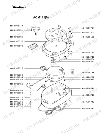 Взрыв-схема утюга (парогенератора) Moulinex ACM141(0) - Схема узла DP002218.9P2