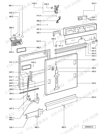 Схема №1 DWF 415 W с изображением Обшивка для посудомоечной машины Whirlpool 481245372032