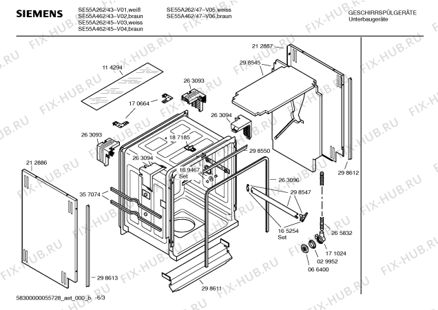 Взрыв-схема посудомоечной машины Siemens SE55A462 - Схема узла 03