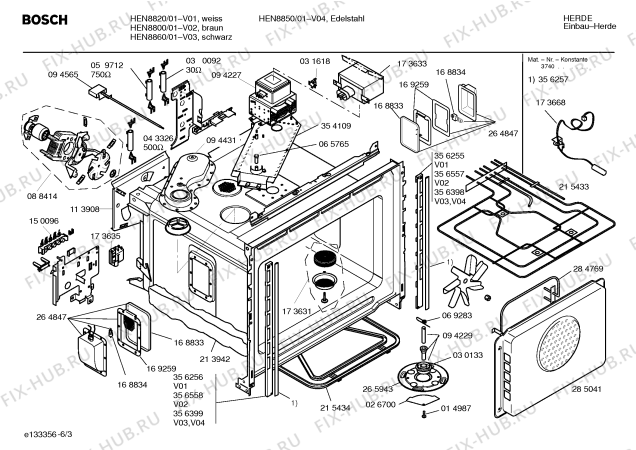 Взрыв-схема плиты (духовки) Bosch HEN8820 - Схема узла 03