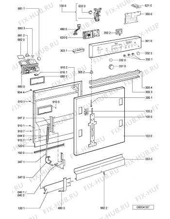 Взрыв-схема посудомоечной машины Whirlpool ADG 8198 WH - Схема узла