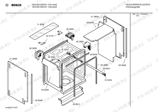 Взрыв-схема посудомоечной машины Bosch SGU3012SK - Схема узла 03