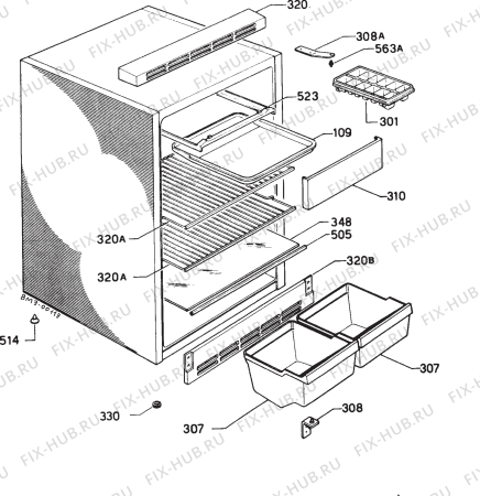 Взрыв-схема холодильника Rex RS140L - Схема узла Housing 001