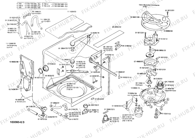 Схема №1 0730200568 E705U с изображением Панель для посудомоечной машины Bosch 00111480