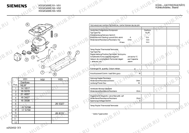 Взрыв-схема холодильника Siemens KS32G00IE - Схема узла 03