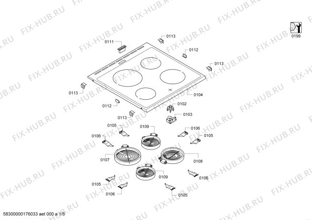 Схема №1 PHCB554240 с изображением Стеклокерамика для плиты (духовки) Bosch 00249709