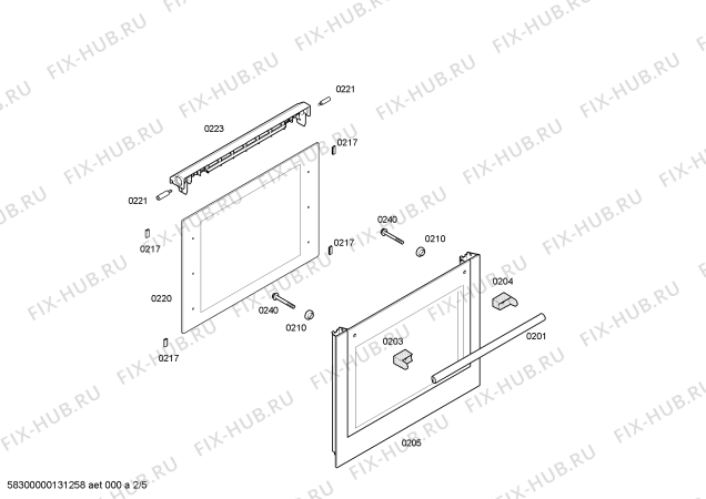 Схема №2 HB214540E Horno siemens indp.multf.inox.mt.pt_car с изображением Передняя часть корпуса для духового шкафа Siemens 00448342