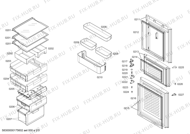 Взрыв-схема холодильника Siemens KG23D1110W - Схема узла 02