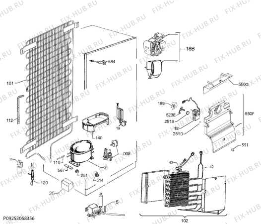 Взрыв-схема холодильника Electrolux ENG7854AOW - Схема узла Cooling system 017