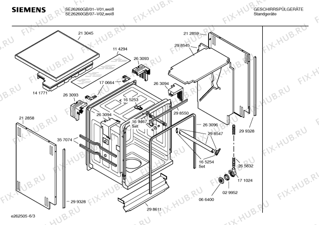 Взрыв-схема посудомоечной машины Siemens SE26260GB HYDROSENSOR, EXTRAKLASSE - Схема узла 03