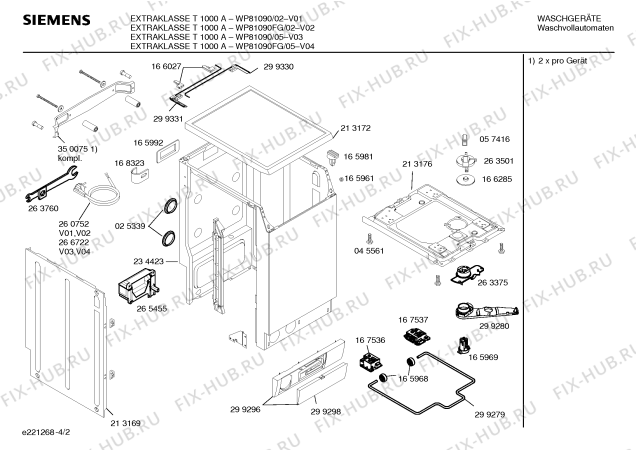 Схема №1 WP81090 EXTRAKLASSE T1000A с изображением Панель управления для стиралки Siemens 00299582