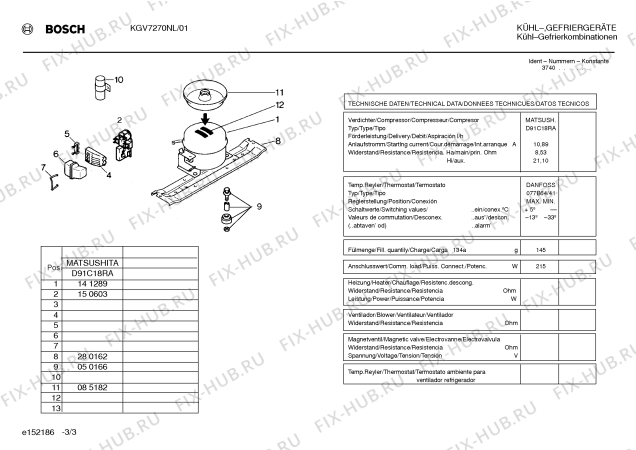 Взрыв-схема холодильника Bosch KGV7270NL - Схема узла 03