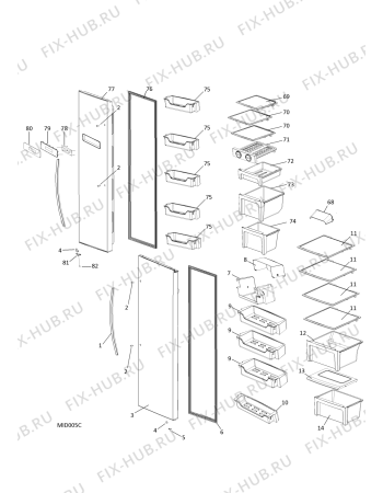Взрыв-схема холодильника Hotpoint-Ariston SXBD925GF (F084169) - Схема узла