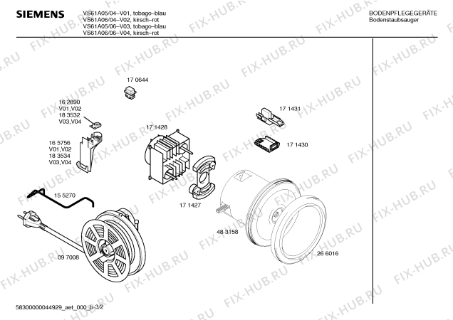 Схема №3 VS61A06 SUPER C 610 с изображением Крышка для электропылесоса Siemens 00353908