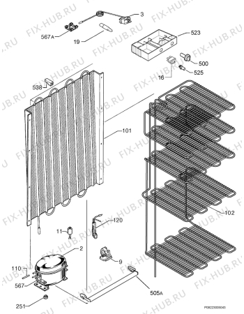 Взрыв-схема холодильника Marijnen CM2677F - Схема узла Cooling system 017