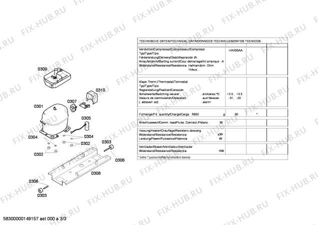 Взрыв-схема холодильника Bosch KGV79E27 - Схема узла 03