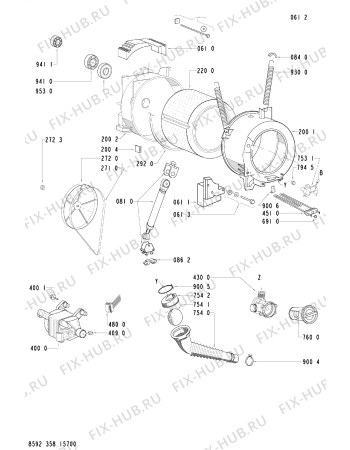 Схема №1 AWOD5446 (F091470) с изображением Руководство для стиралки Indesit C00369605