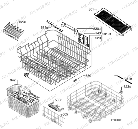 Взрыв-схема посудомоечной машины Aeg Electrolux F99020IMM - Схема узла Basket 160