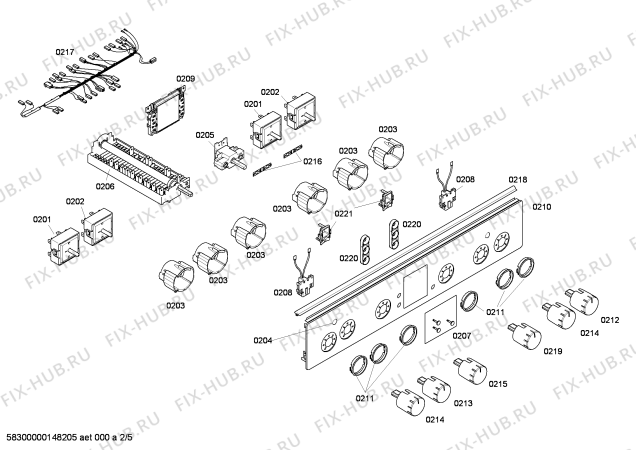 Взрыв-схема плиты (духовки) Bosch HCE744250B - Схема узла 02