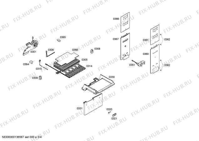 Взрыв-схема холодильника Bosch KGH34A63GB - Схема узла 03