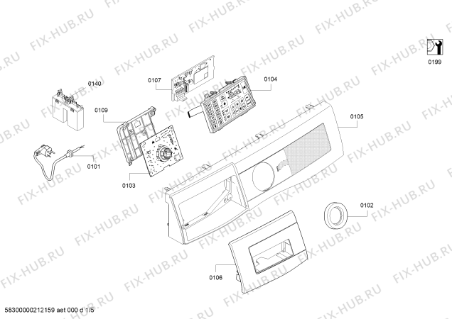Схема №1 WAU28766HW с изображением Кабель для стиралки Bosch 10006838