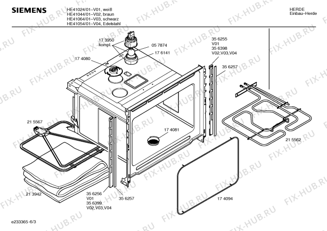 Взрыв-схема плиты (духовки) Siemens HE41044 - Схема узла 03