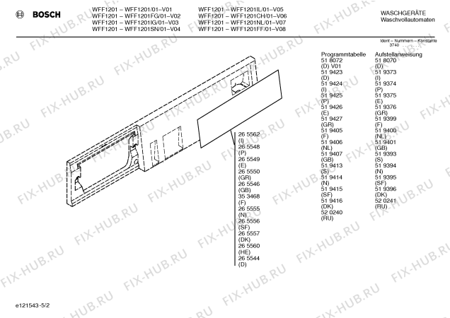Схема №1 WFF1201SN WFF1201 с изображением Панель управления для стиральной машины Bosch 00353497