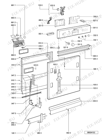Схема №1 GSIK 6593/2 BR с изображением Панель для посудомойки Whirlpool 481245372794