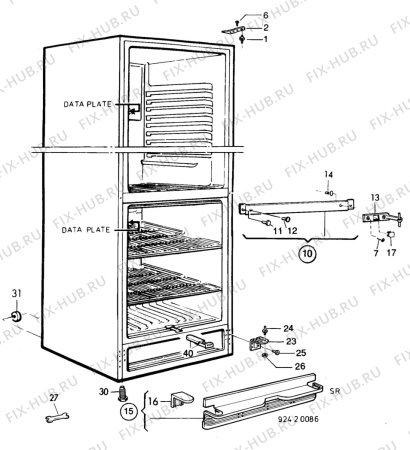 Взрыв-схема холодильника Privileg P4056 - Схема узла C10 Cabinet