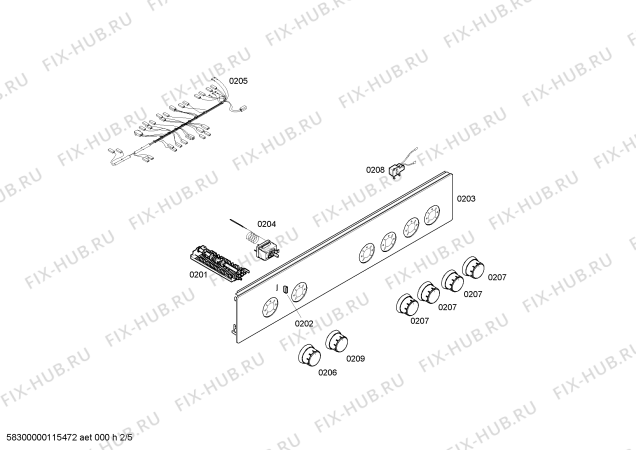 Схема №1 FRT4000DG с изображением Панель управления для электропечи Bosch 00670199