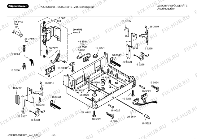 Взрыв-схема посудомоечной машины Kueppersbusch SGIKBN3 IG669.3 - Схема узла 05