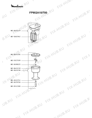 Схема №1 FP902A10/700 с изображением Корпусная деталь для кухонного измельчителя Moulinex MS-0A07874