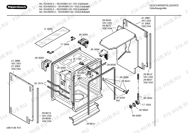 Взрыв-схема посудомоечной машины Kueppersbusch SHVKBN1 IGVS659.3 - Схема узла 03