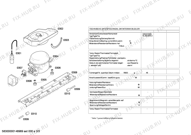 Взрыв-схема холодильника Siemens KG34NX74GB - Схема узла 03