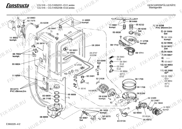 Схема №1 CG516S2 CG516 с изображением Панель для посудомоечной машины Bosch 00272854