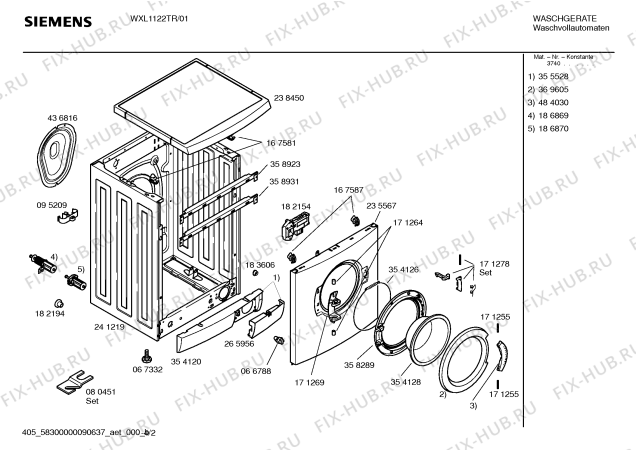 Схема №1 WXL1122TR SIWAMAT XL 1122 с изображением Инструкция по эксплуатации для стиральной машины Siemens 00590967