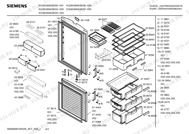 Схема №1 KG30U694GB с изображением Дверь для холодильника Siemens 00475388
