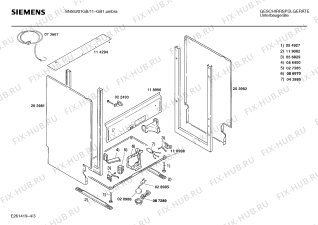 Схема №1 SN55201GB с изображением Панель для электропосудомоечной машины Siemens 00278122