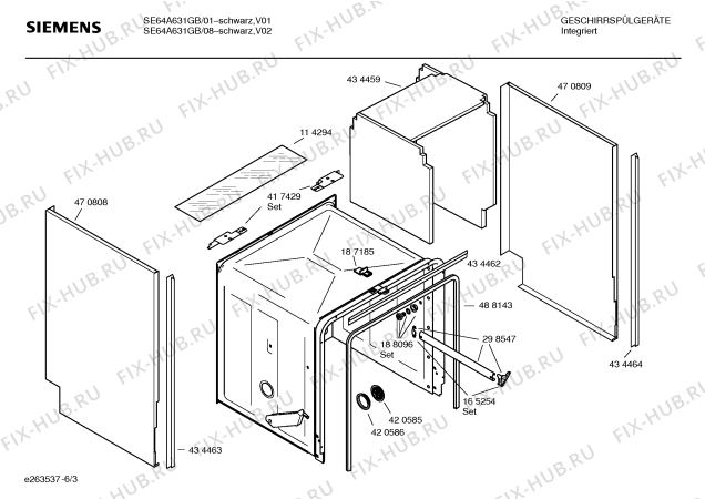 Схема №1 SE64A631GB с изображением Инструкция по эксплуатации для электропосудомоечной машины Siemens 00587776