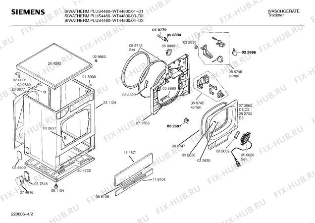 Взрыв-схема сушильной машины Siemens WT44800 SIWATHERM PLUS 4480 - Схема узла 02