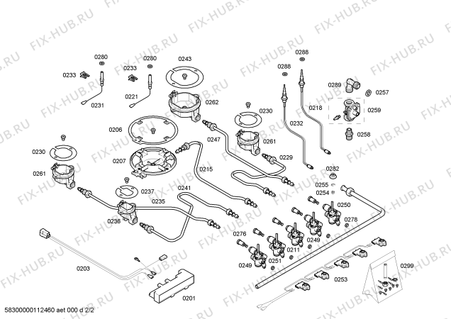 Схема №1 PHL206FAU Bosch с изображением Кран горелки для духового шкафа Bosch 00426968