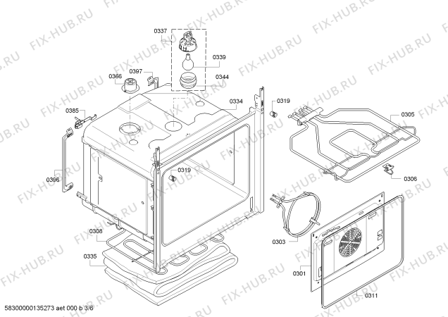 Взрыв-схема плиты (духовки) Bosch HBB33C550 - Схема узла 03