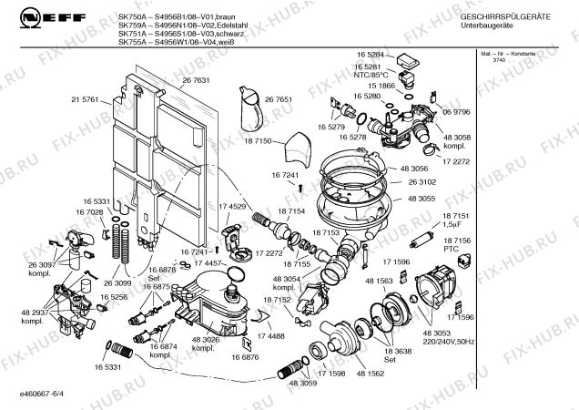 Схема №1 S4956S1 SK751A с изображением Инструкция по эксплуатации для электропосудомоечной машины Bosch 00500236