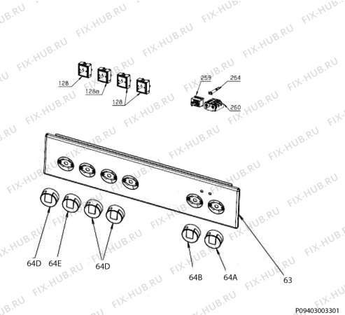 Взрыв-схема плиты (духовки) Electrolux EKC510101X - Схема узла Command panel 037